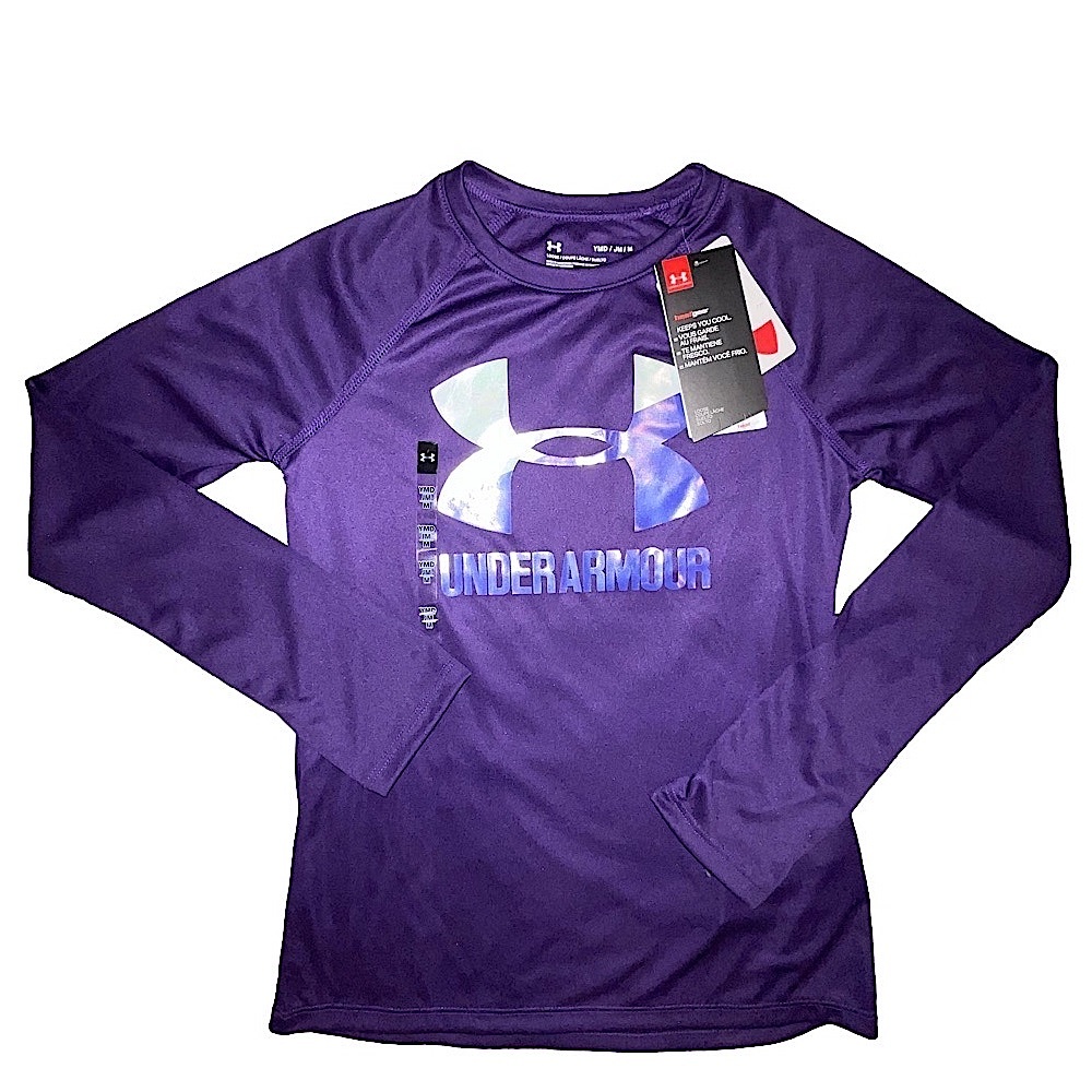 Under Armour Girls Long Sleeve Athletic Performance Shirt Purple Size Médium NWT